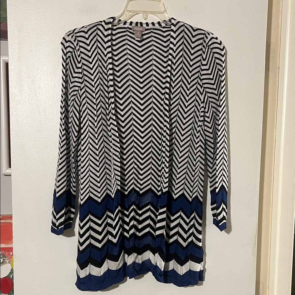 Chicos chevron open front cardigan. Chicos size 2